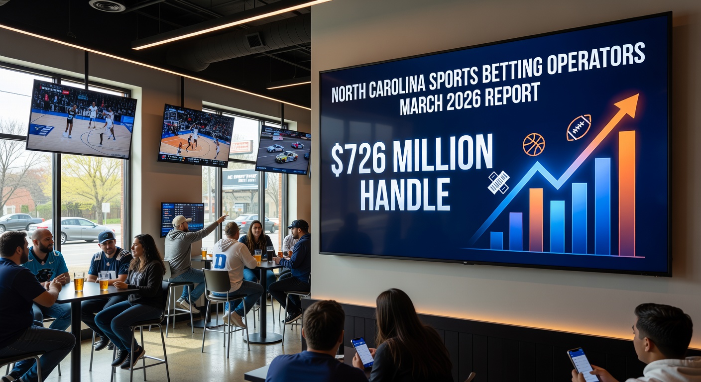 Graph illustrating North Carolina's sports betting hold rate increase from March 2025 to 2026