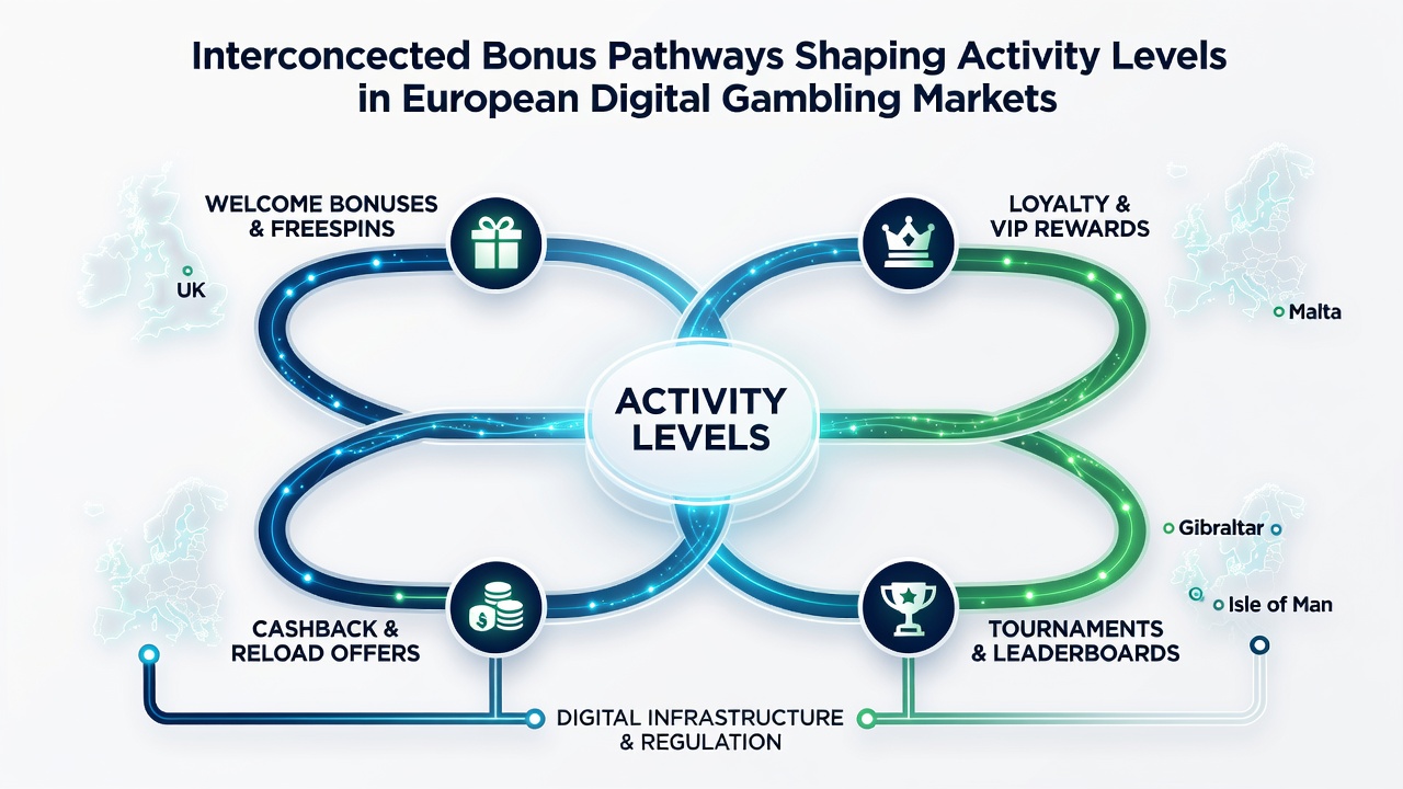 Chart illustrating user progression through bonus pathways in European digital markets