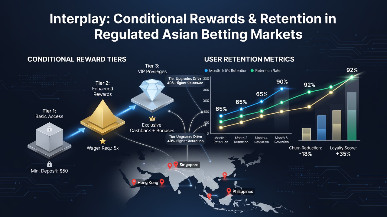 Visual representation of reward tier structures and user retention data in Asian betting platforms