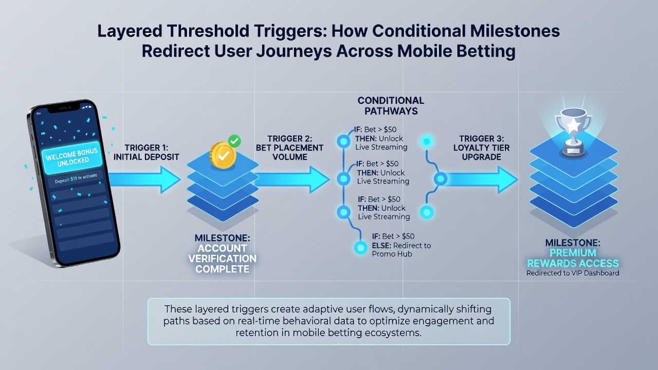 Flowchart illustrating how conditional milestones redirect users between sportsbook and casino sections on mobile hybrid platforms