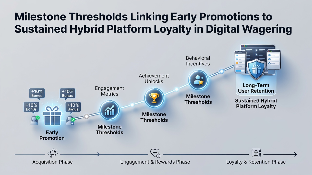 Chart displaying retention curves comparing users who hit milestone thresholds versus those who do not across hybrid digital wagering platforms