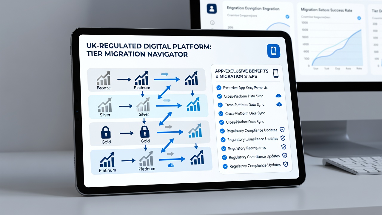 Dashboard screenshot showing tier migration progress and reward unlocks in a digital loyalty program