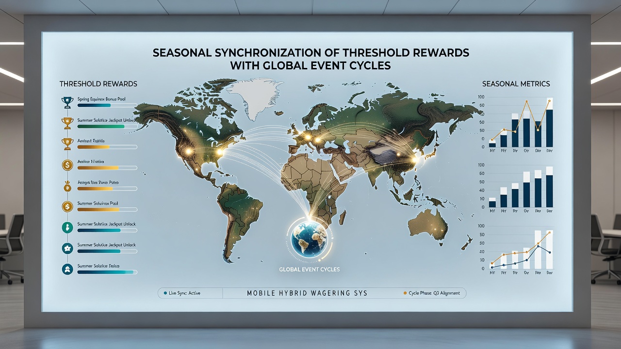 Analytics dashboard illustrating reward threshold synchronization with global event cycles across multiple wagering regions